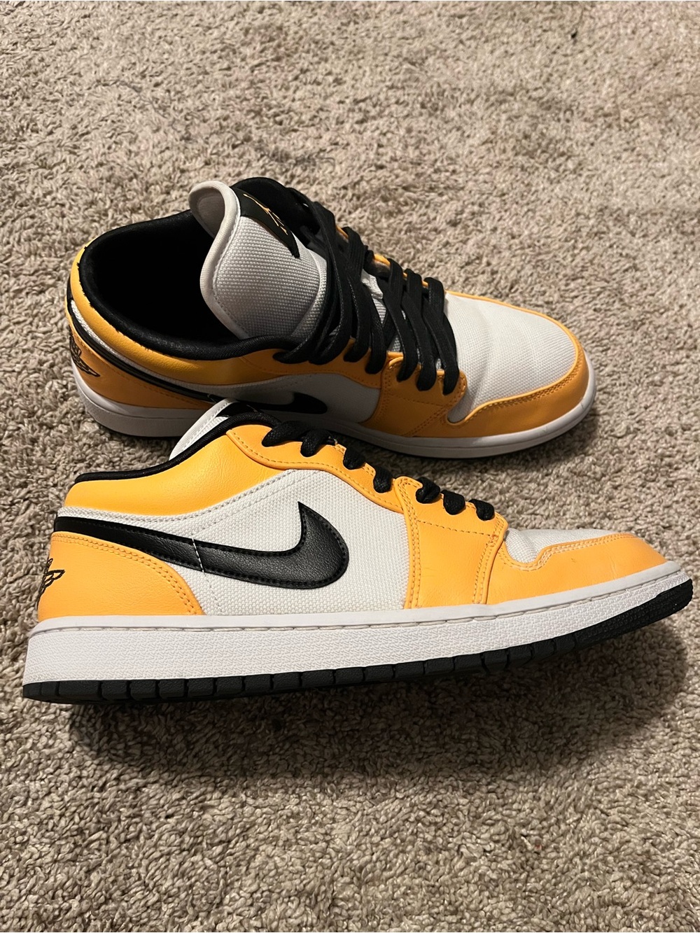 Jordan 1 Men’s Low-Top Sneakers in Yellow, White & Black